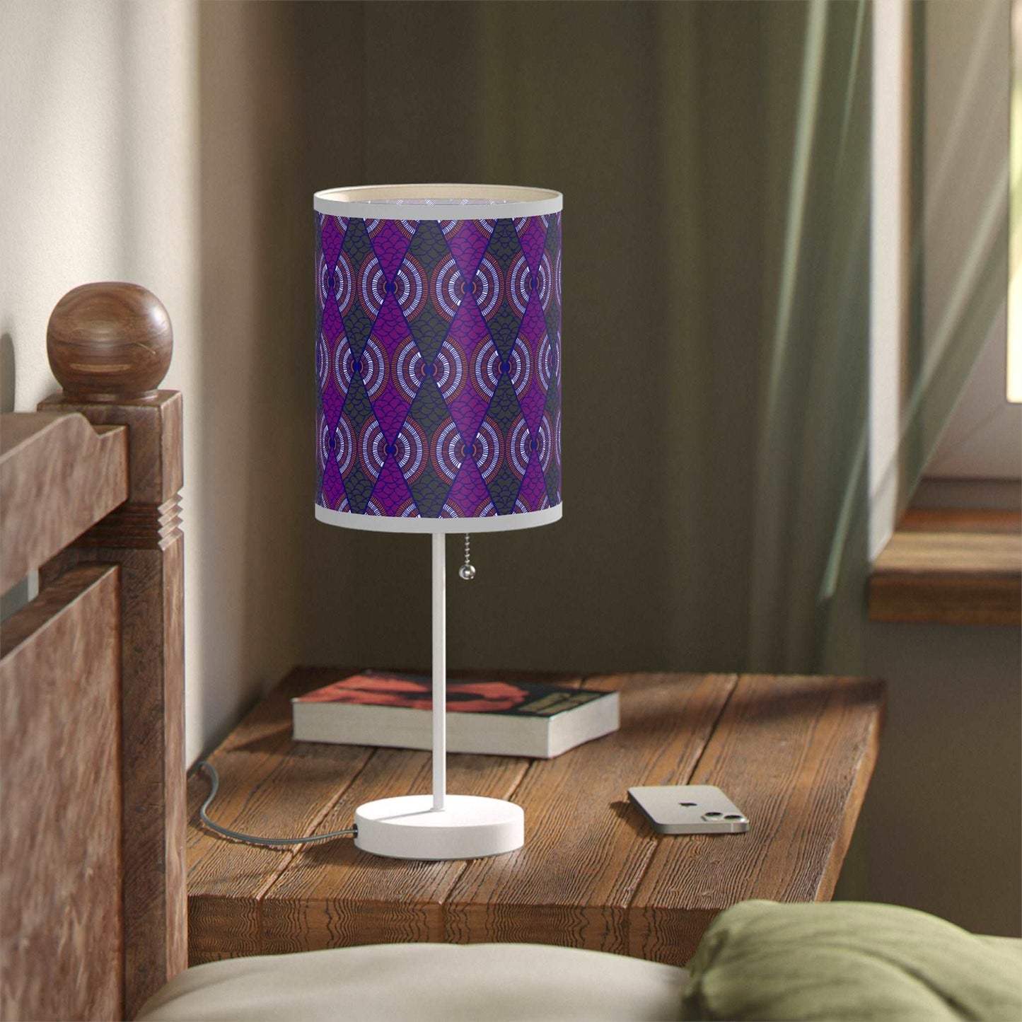 African Wax Print African Ankara Print Lamp on a Stand African Home Decor Purple African Print