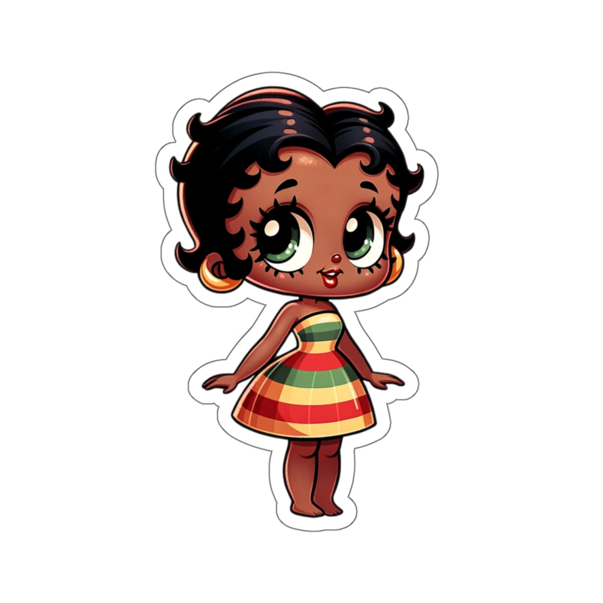 Black Betty Vinyl Sticker Decal in Jamaican Dress Colors, Jamaican dress vinyl sticker, Red Green Yellow Decal