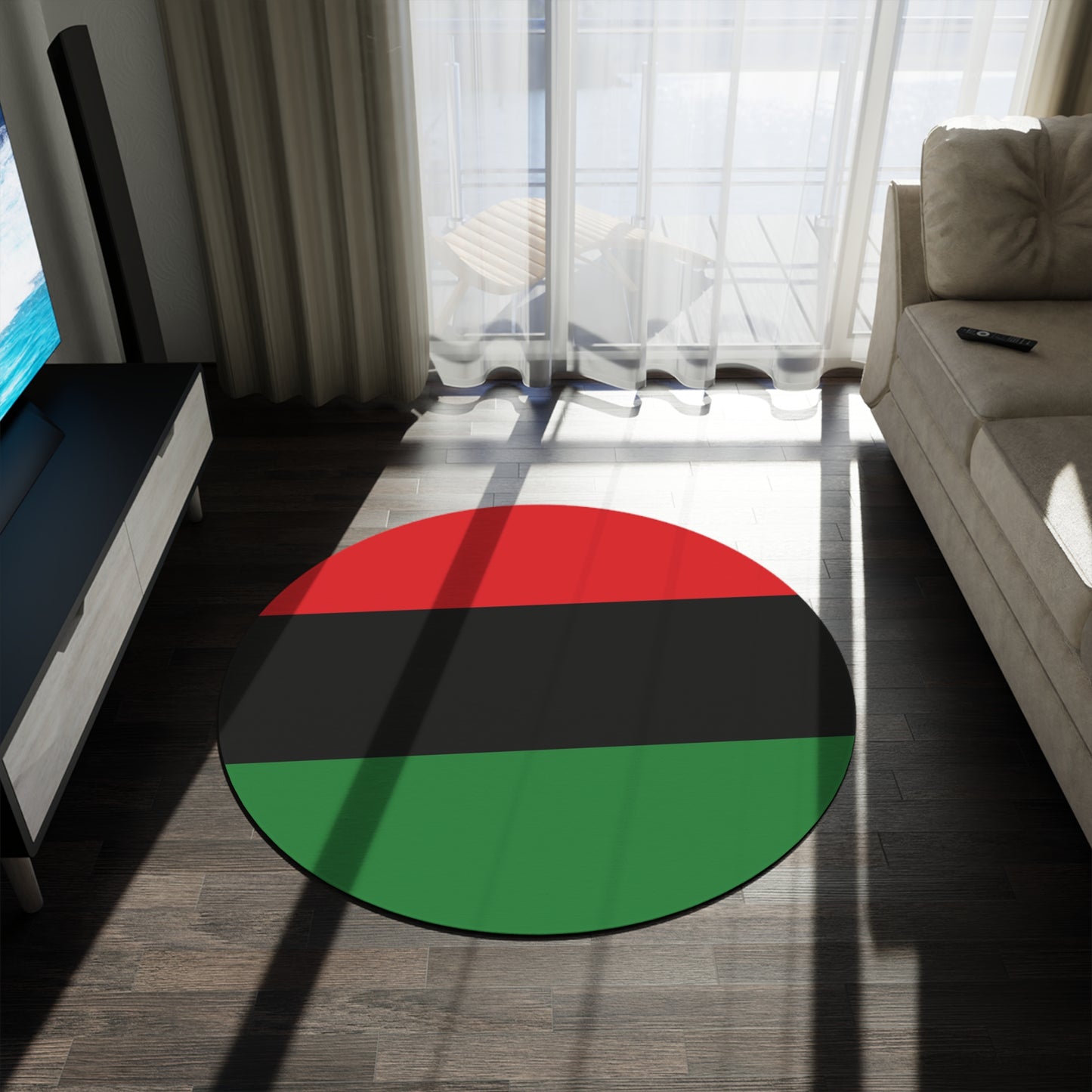 Red Black & Green  (Garvey Flag) Indoor Home Decor 60 Inch Round Rug