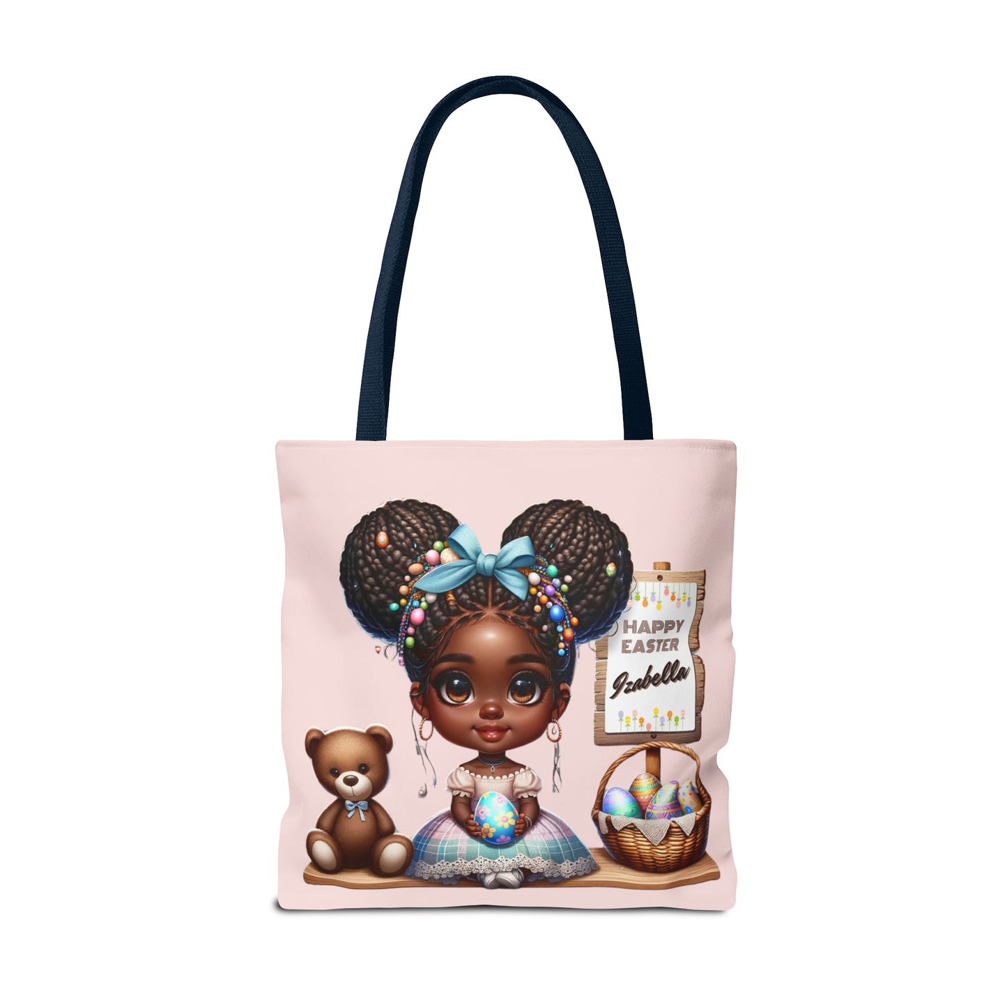 Personalized Easter Tote Bag for Young Black Girls, Customizable Easter Gift