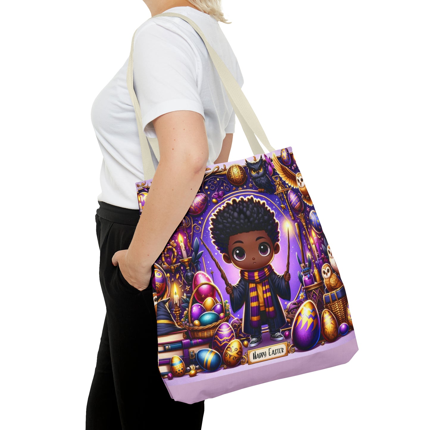 Easter Tote Bag for Wizardry Fans, AfroCentric Easter Bag, Easter Fantasy Wizardry Tote Bag,