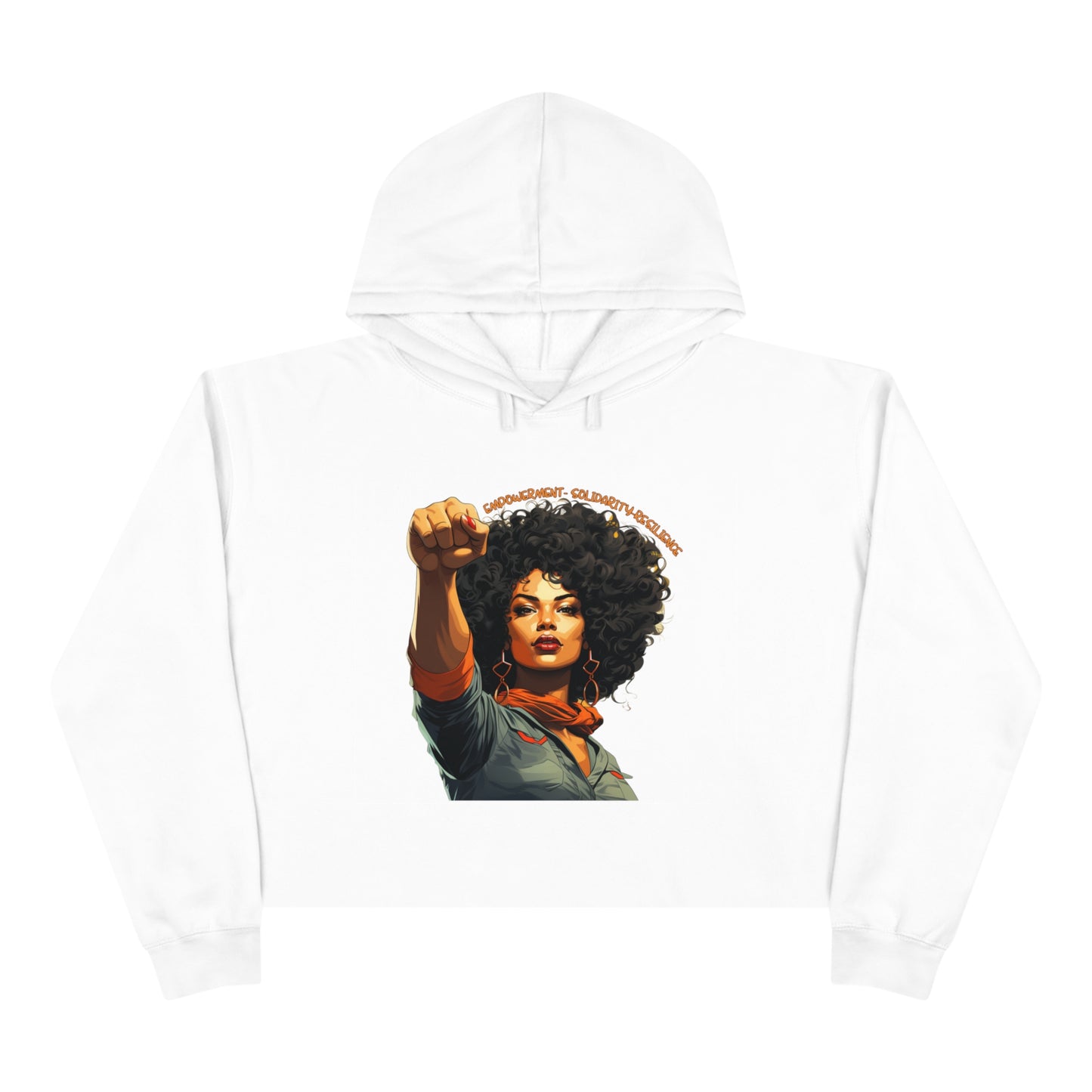 Black Woman Empowerment Crop Hoodie, Raised Fist Black Power Women's Cropped Hoodie