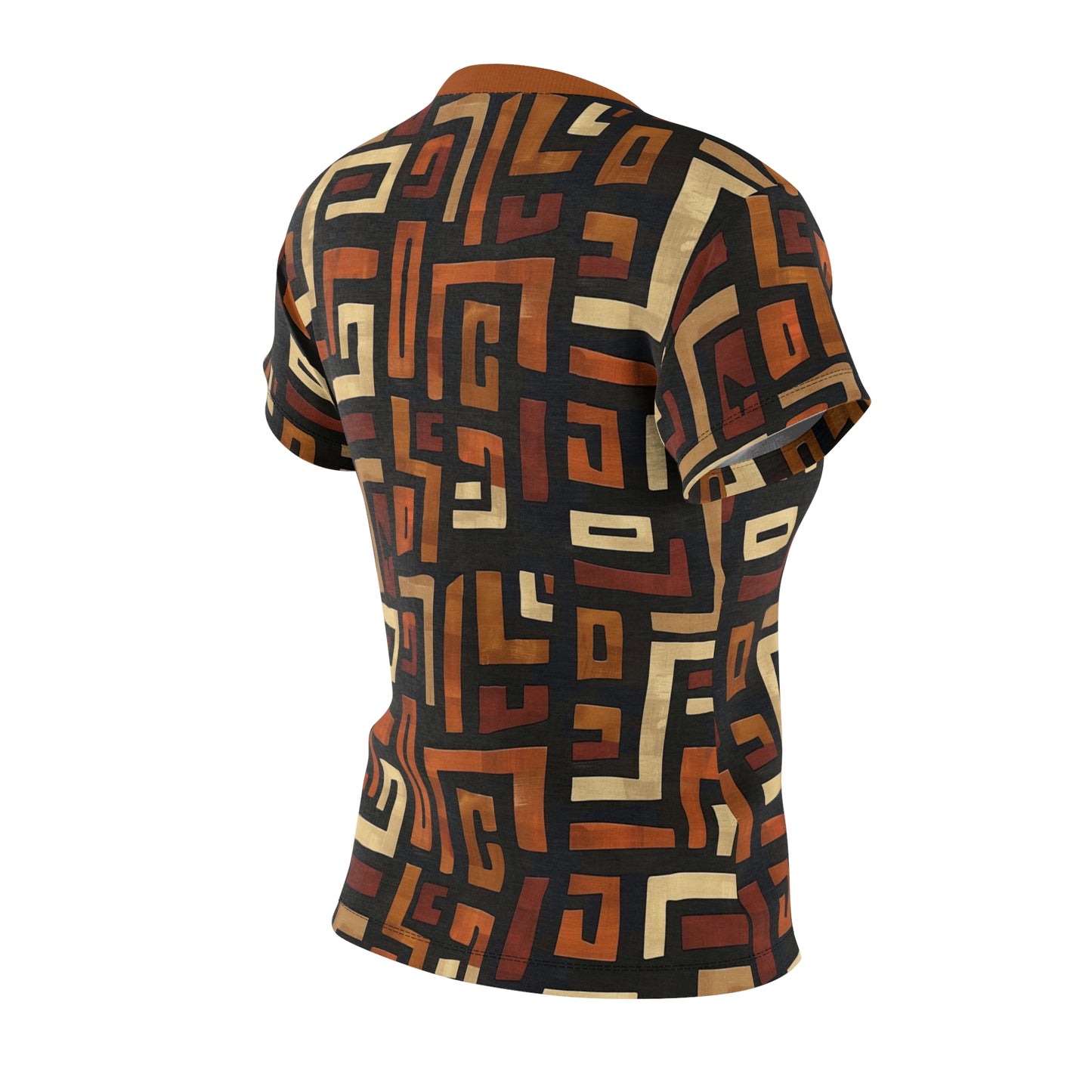 Brown Earth Tone African Print Women's T-Shirt, Afrocentric Women's T-Shirt