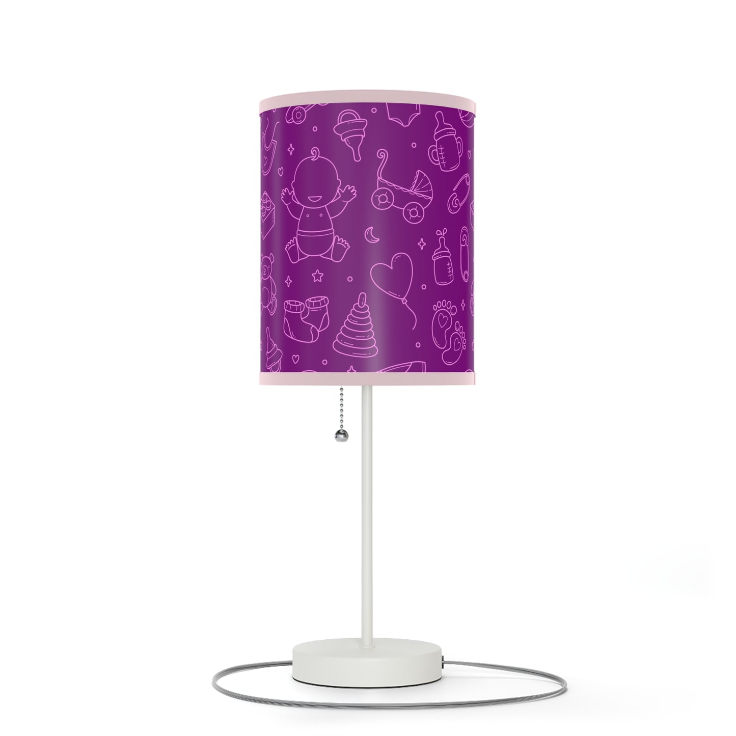 Purple and Punk Baby Themed Table Lamp, Purple Pink Nursery Table Lamp, Baby Shower Gift