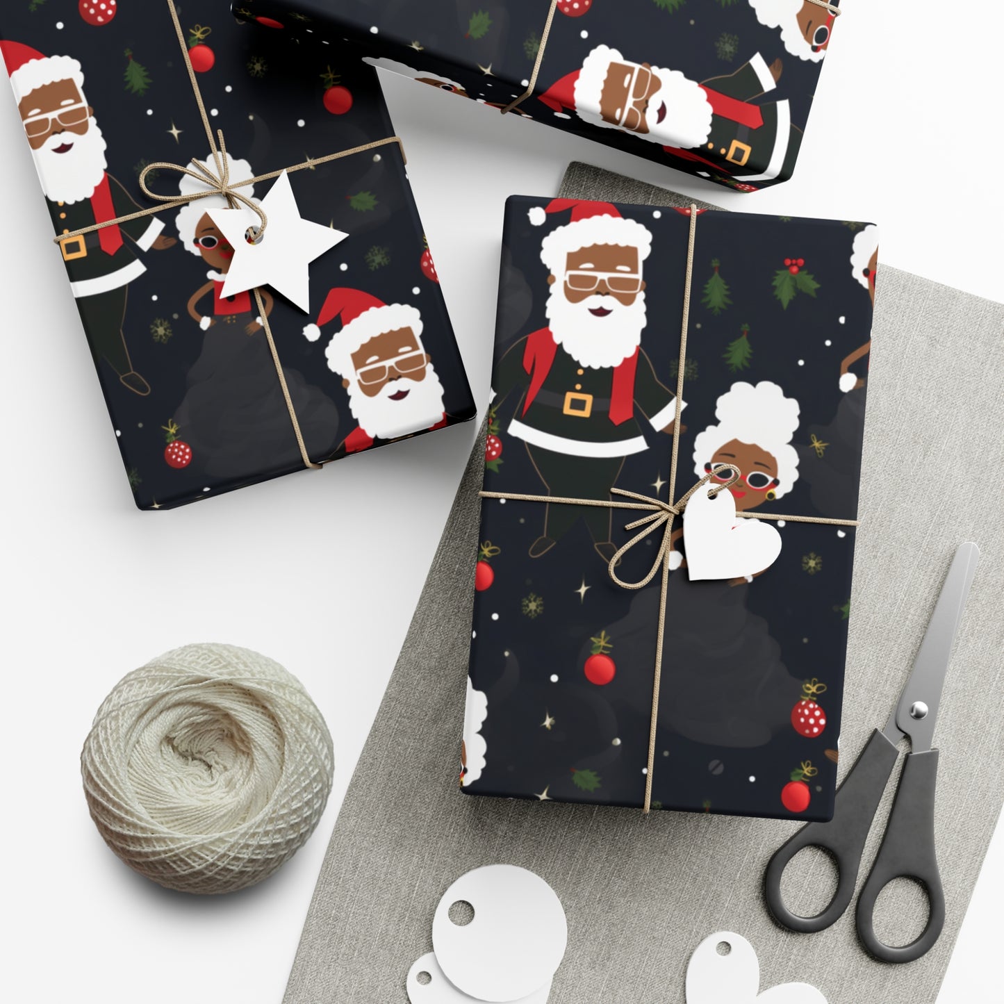 Black Santa & Mrs. Claus Christmas Wrapping Paper