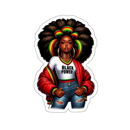 Pack of 5 - Empowered Essence Vinyl Sticker, Bold 'Black Power' Fashionista Vinyl Decal, Black Empowerment Stickers