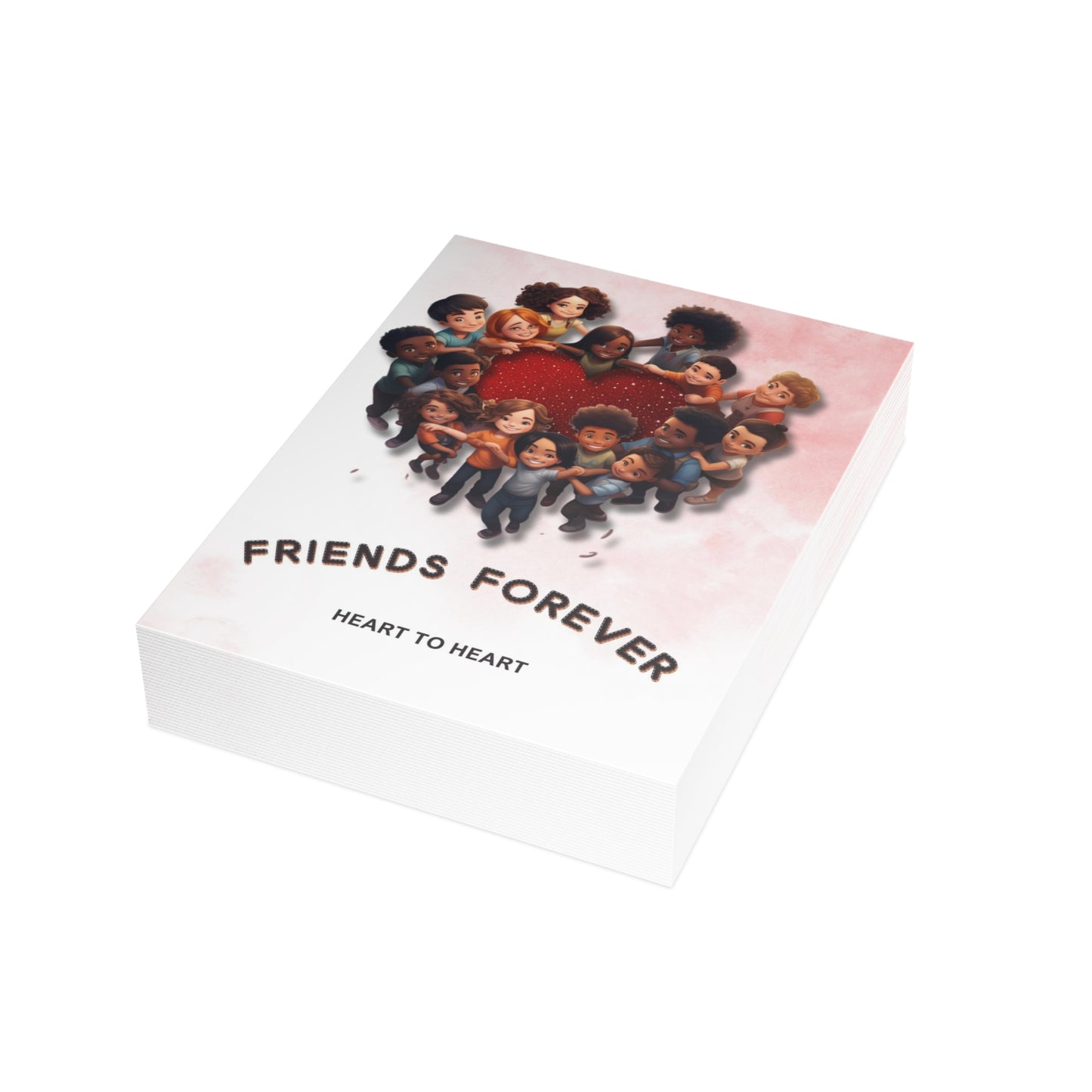 Friends Forever Heart to Heart,  Set Of  Kid Friendly Valentine's Day Greeting Cards (1, 10, 30, and 50pcs),