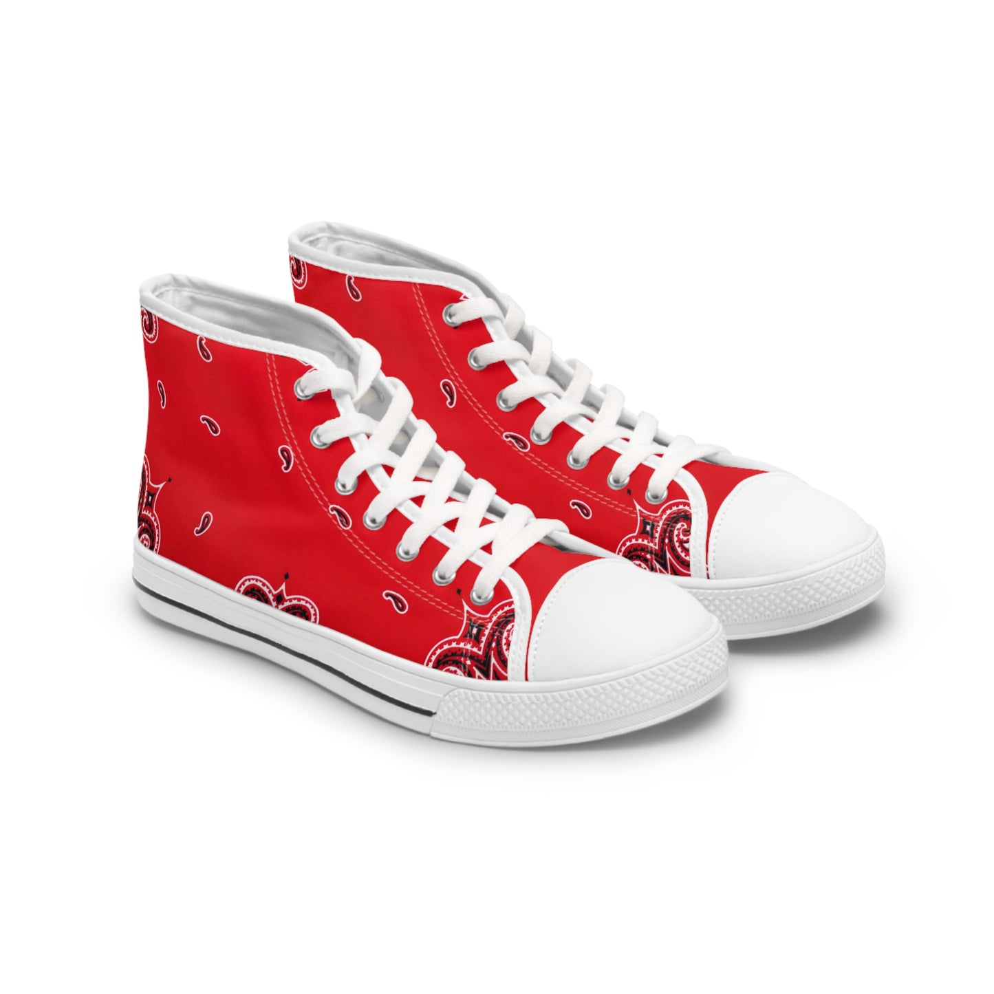 Red Bandana Paisley Print Women's High Top Sneakers