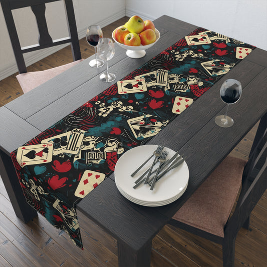 Poker Night Table Runner, Casino Card Games, Chips, and Lucky Charms