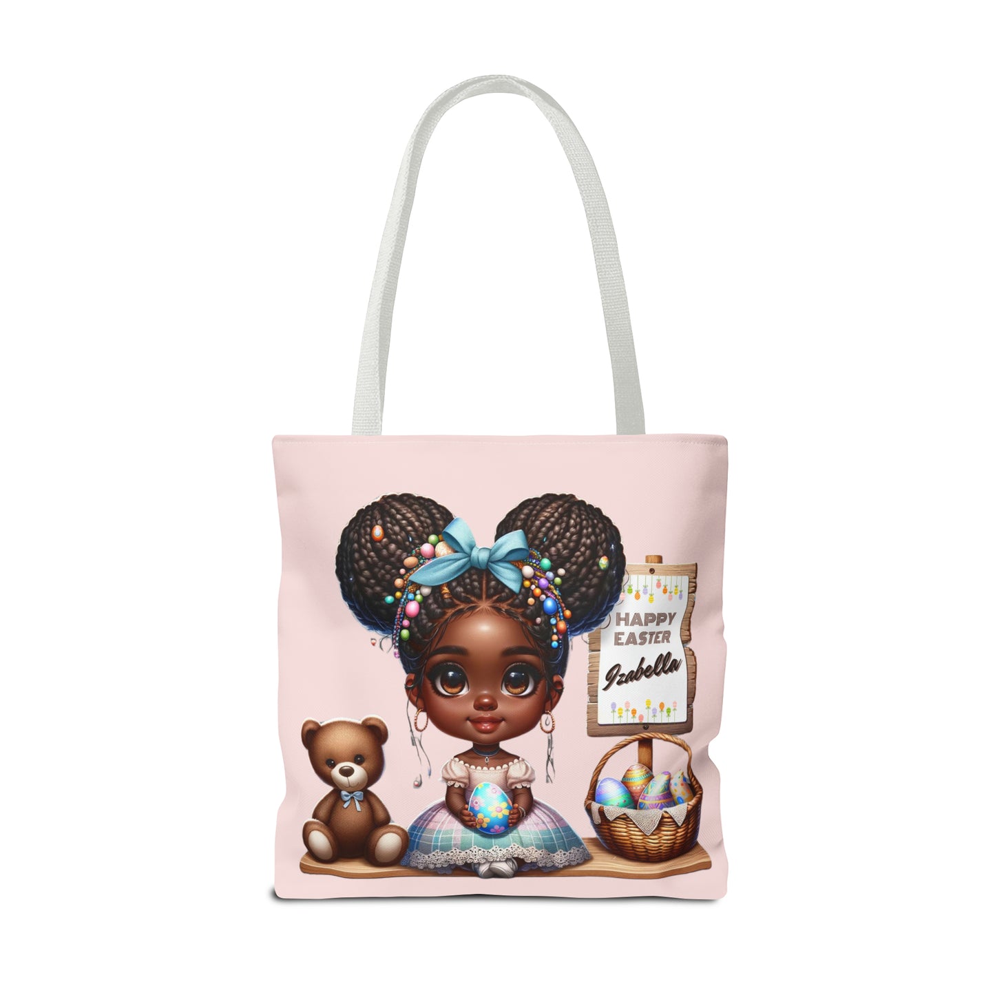 Personalized Easter Tote Bag for Young Black Girls, Customizable Easter Gift