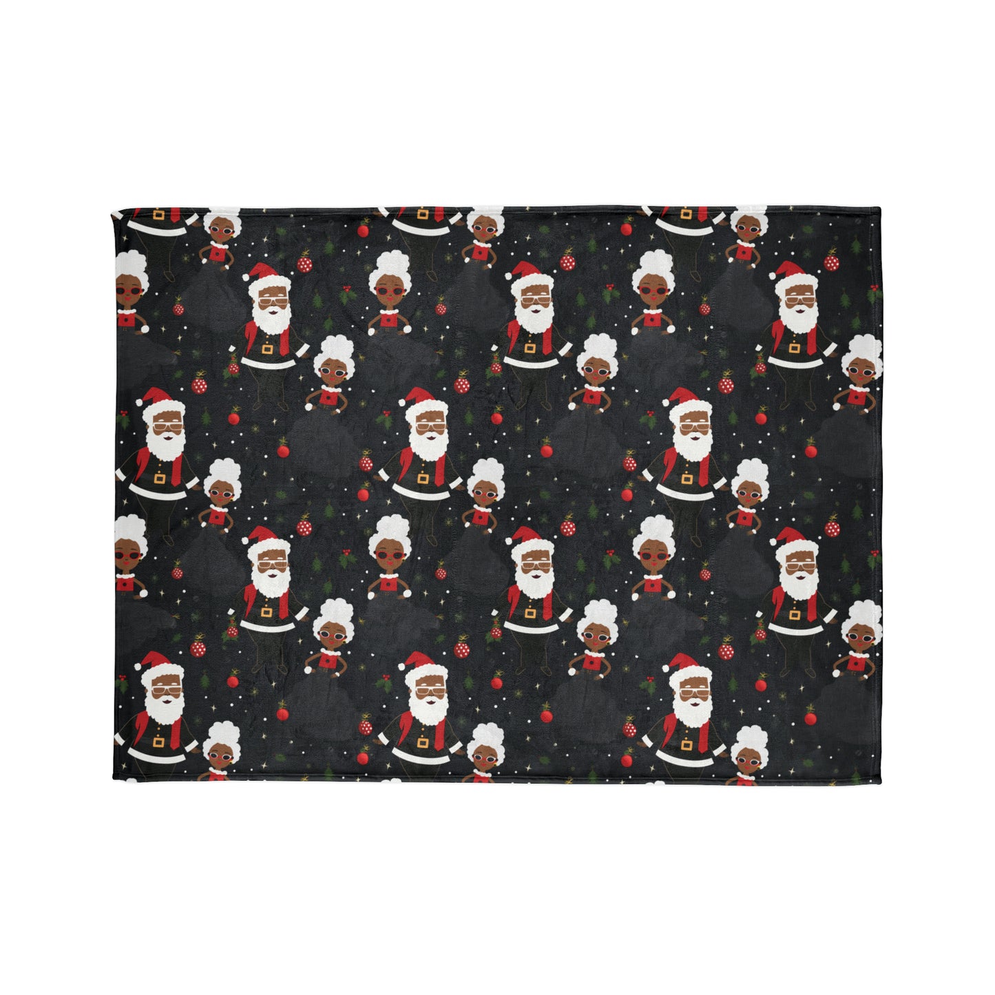 Black Santa & Mrs. Claus Christmas Theme Throw Blanket