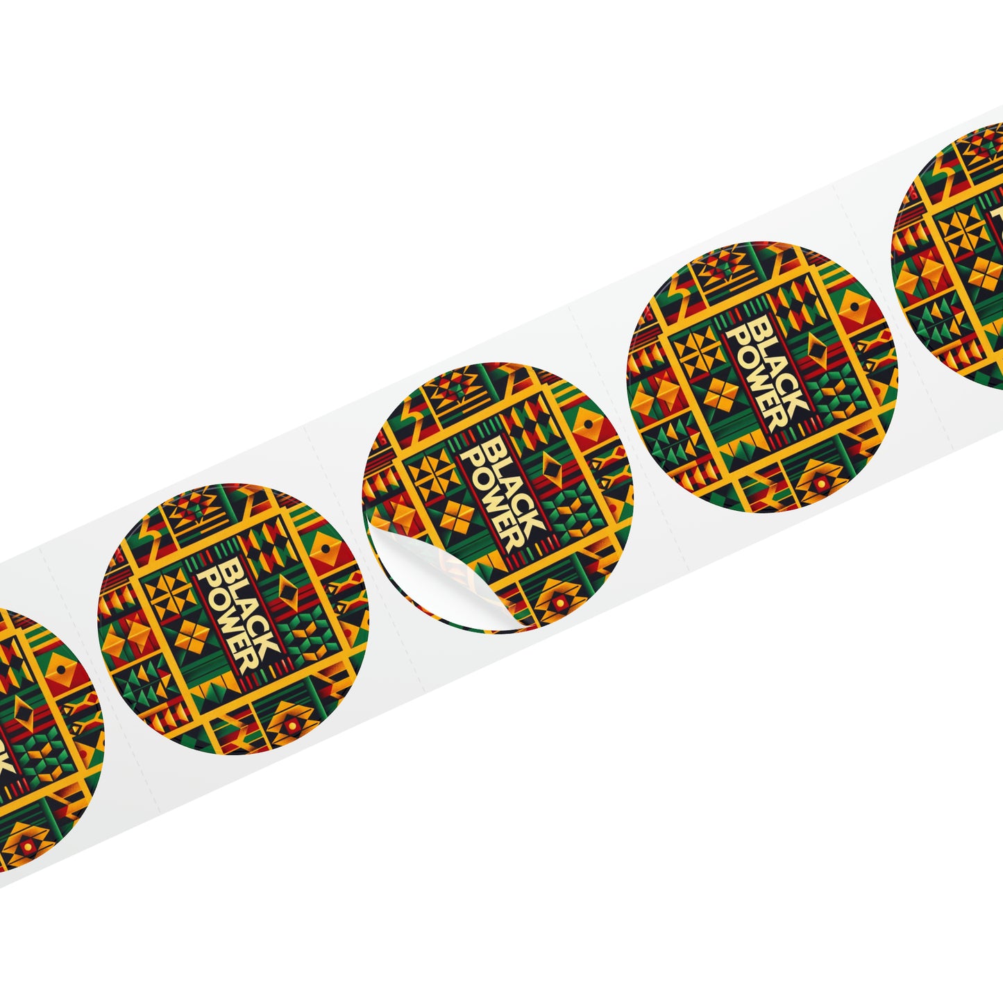 Black History Month Bulk Round Sticker Label Roll,African Kente Cloth Print Stickers