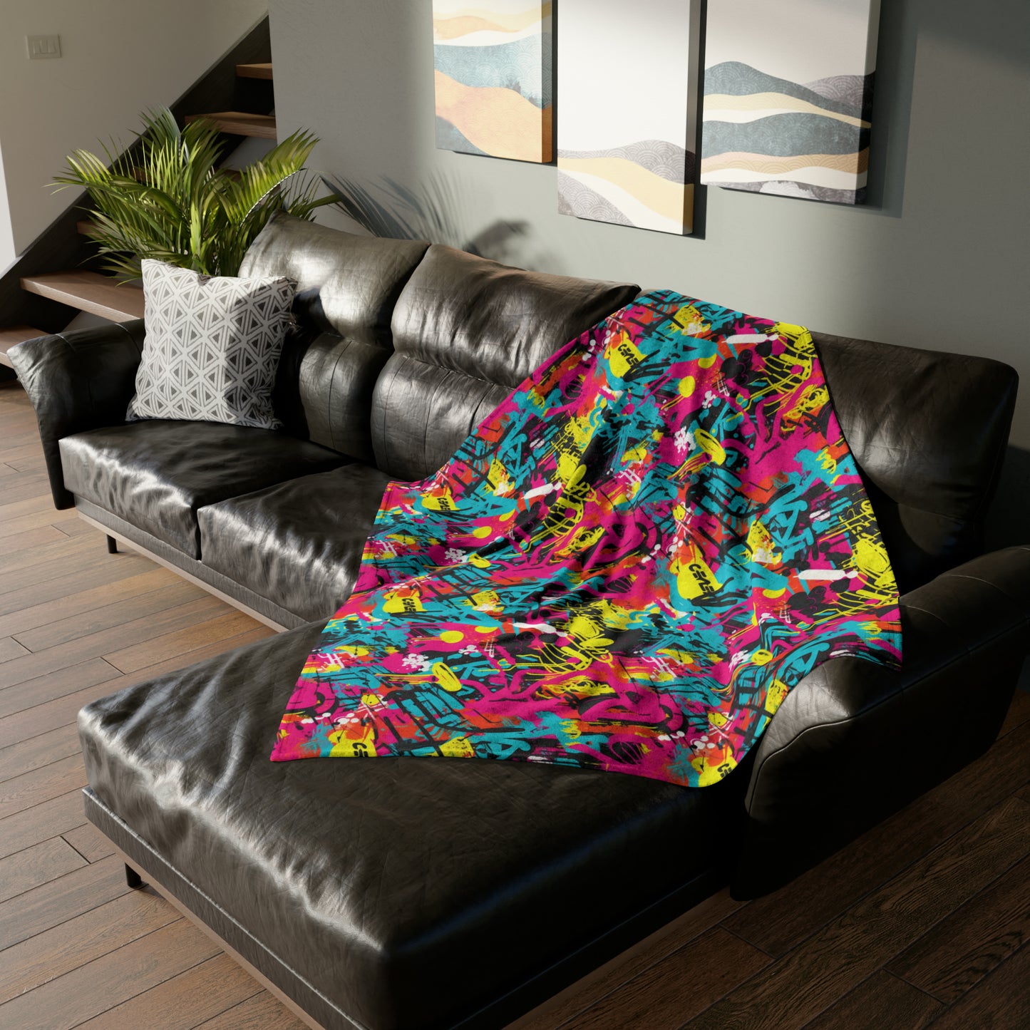 Spray Paint Graffiti Style Throw Cover, Urban Street Art Bed Cover