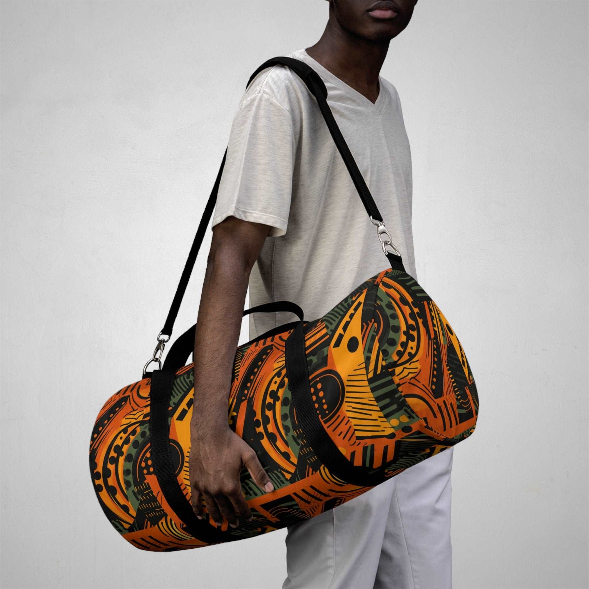 African Ankara Print Duffle Bag, African Wax Print Overnight Bag. Tribal Print Travel Bag