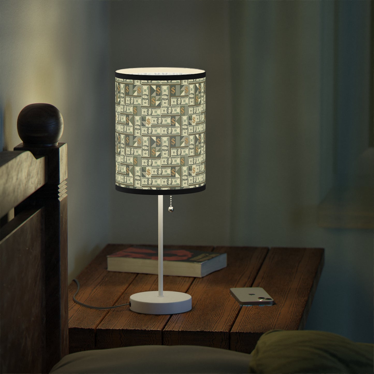 Money Print Lamp, 100 Dollar Bill Lamp on a Stand Home Decor Print