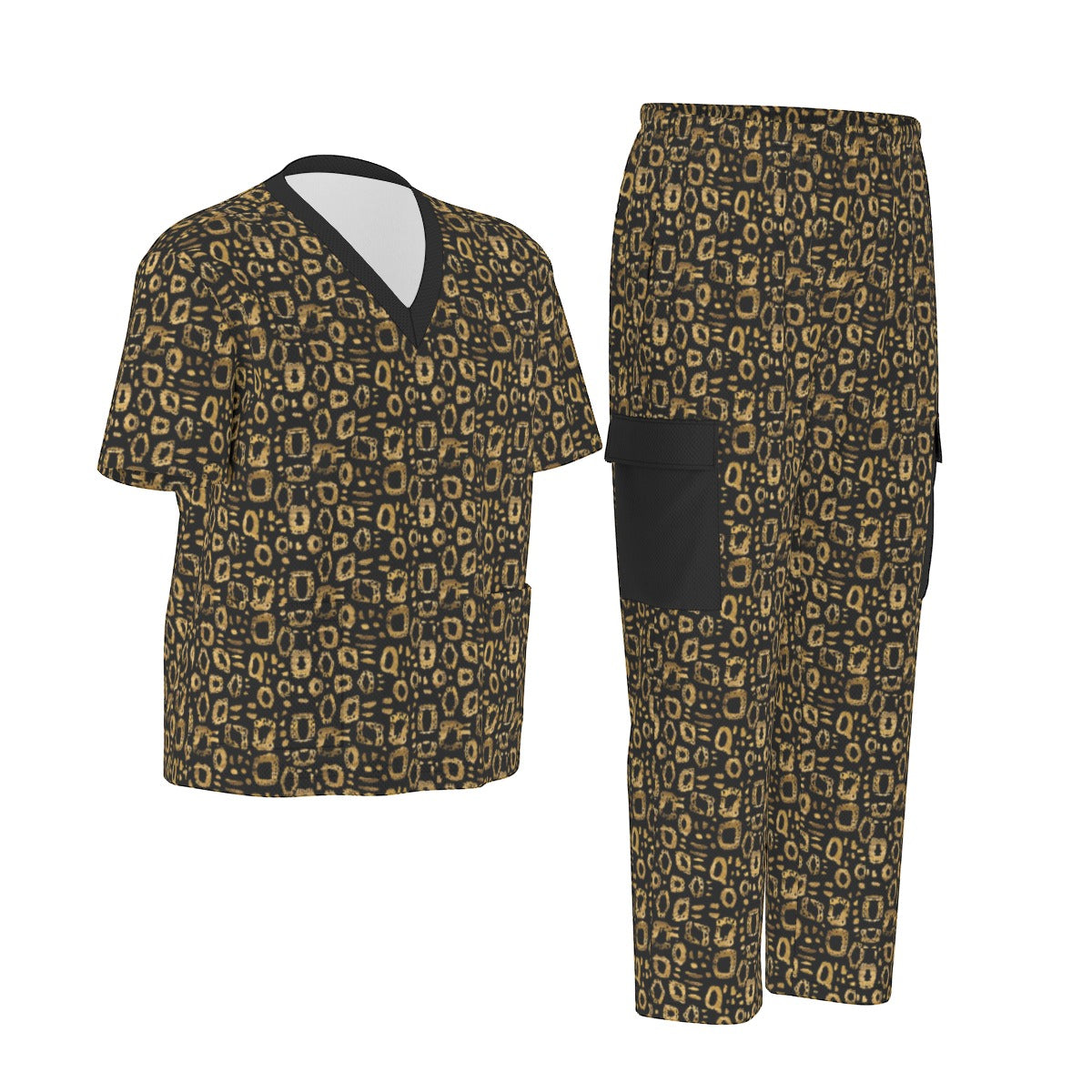 xotic Leopard Print Unisex Scrub Set, Durable Birdseye Fabric Medical Uniform