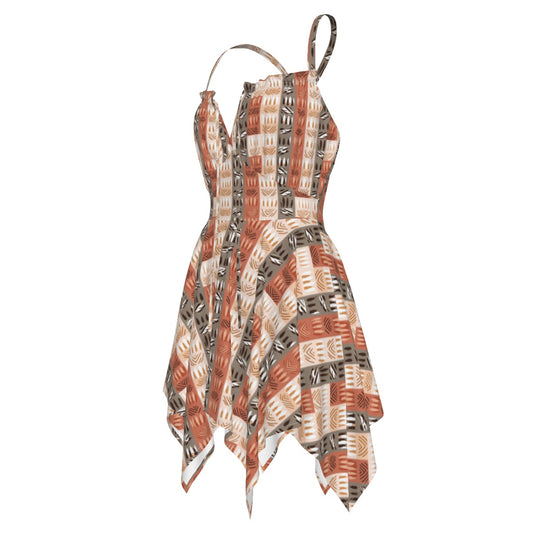 Earthy Elegance African Mud Cloth Women's Beach Dress - Boho Plus Size African Print Slip Dress