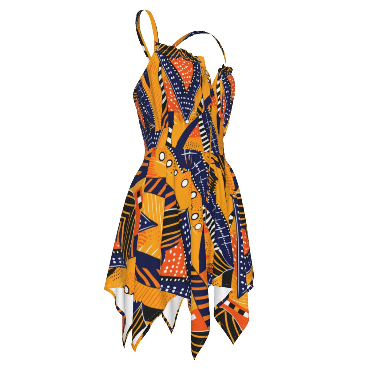 Vibrant Kente Cloth Cascade Slip Dress - Plus Size African Heritage Women's Casual Dress