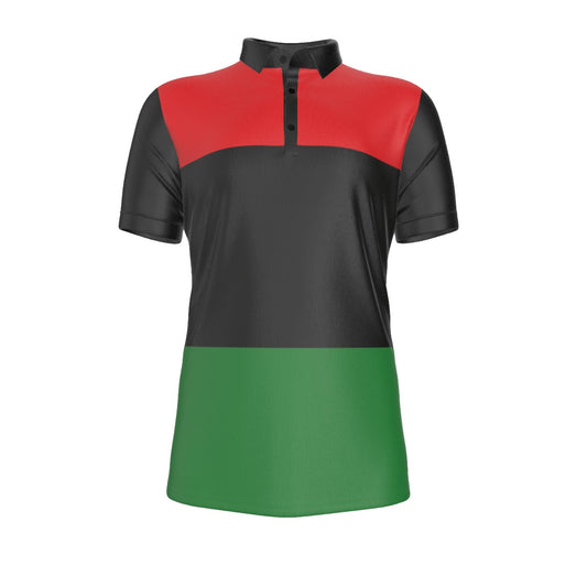 Pan-African Pride Men's Golf Polo Shirt - Red, Black, Green Colorblock Light weight & Stretch