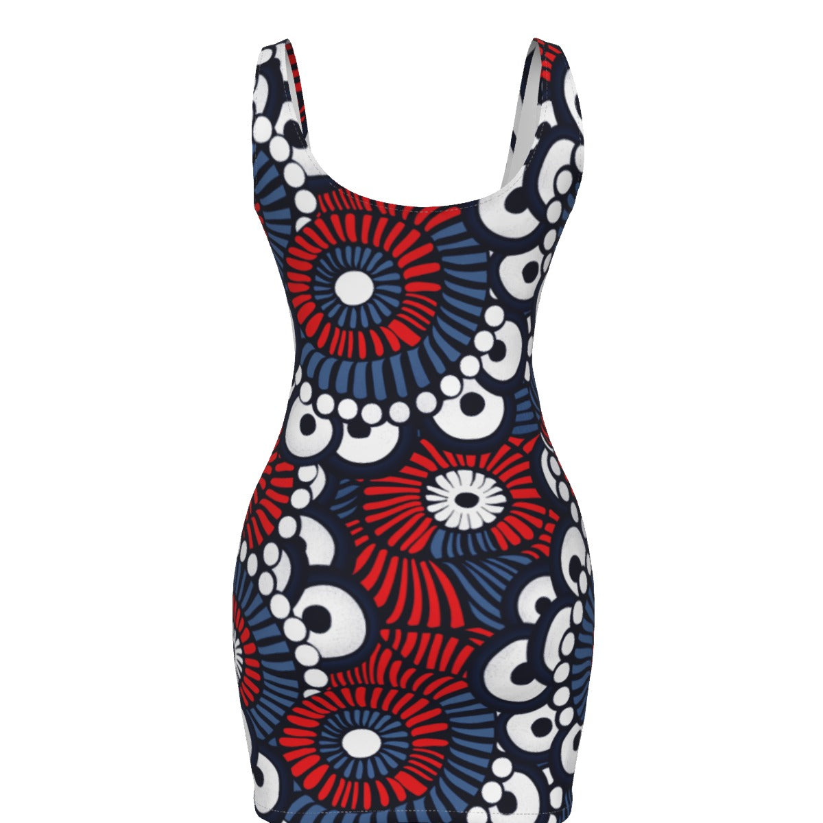 Red, White, and Blue Patrotic Bodycon Women's Dress, USA Themed Bodycon Dress, Stars and Stripes Themed Dress