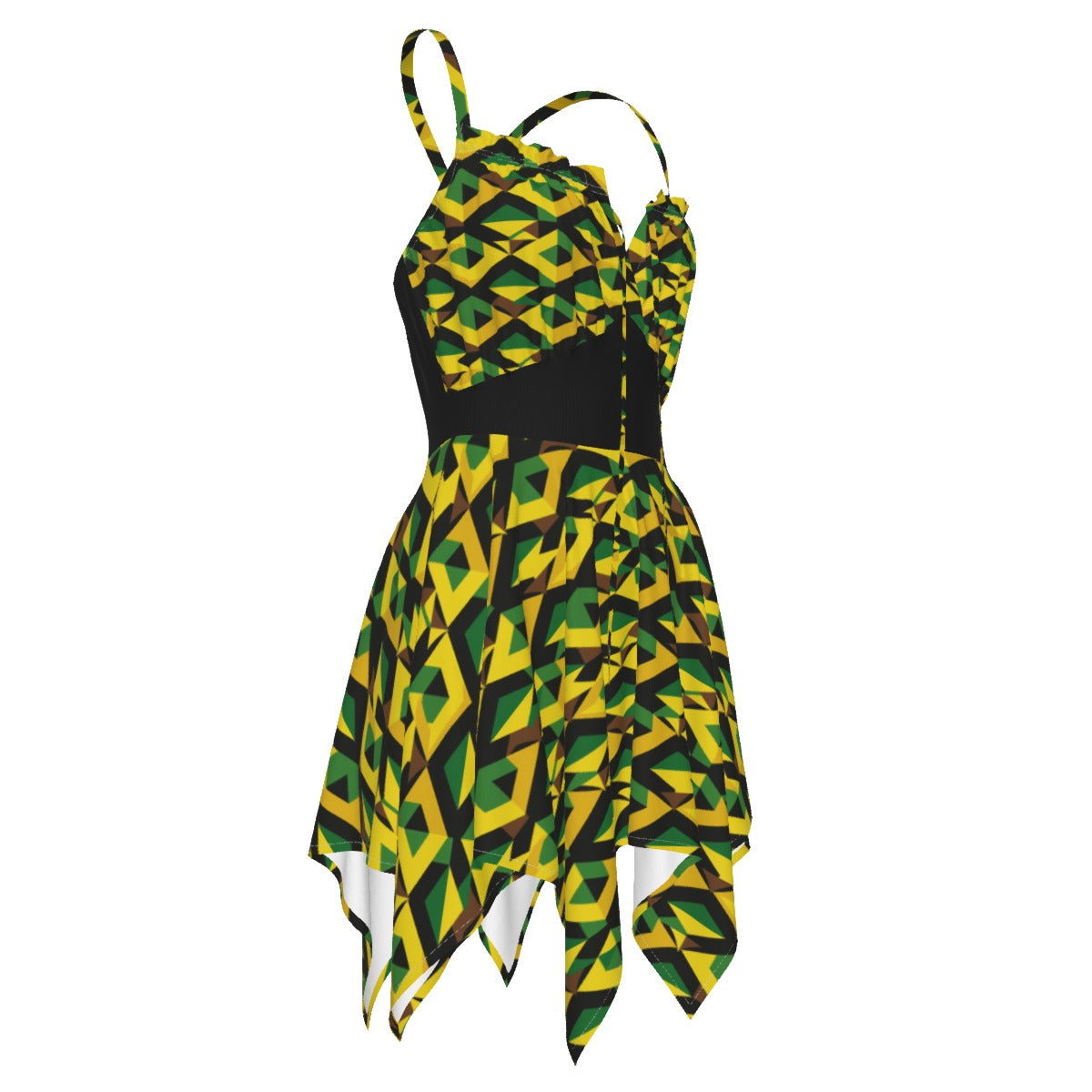 Jamaican Flag Slip Dress, Plus Size Tropical Slip Dress, Sleeveless Jamaican Flag Inspired Print Dress, Caribbean Sun Dress