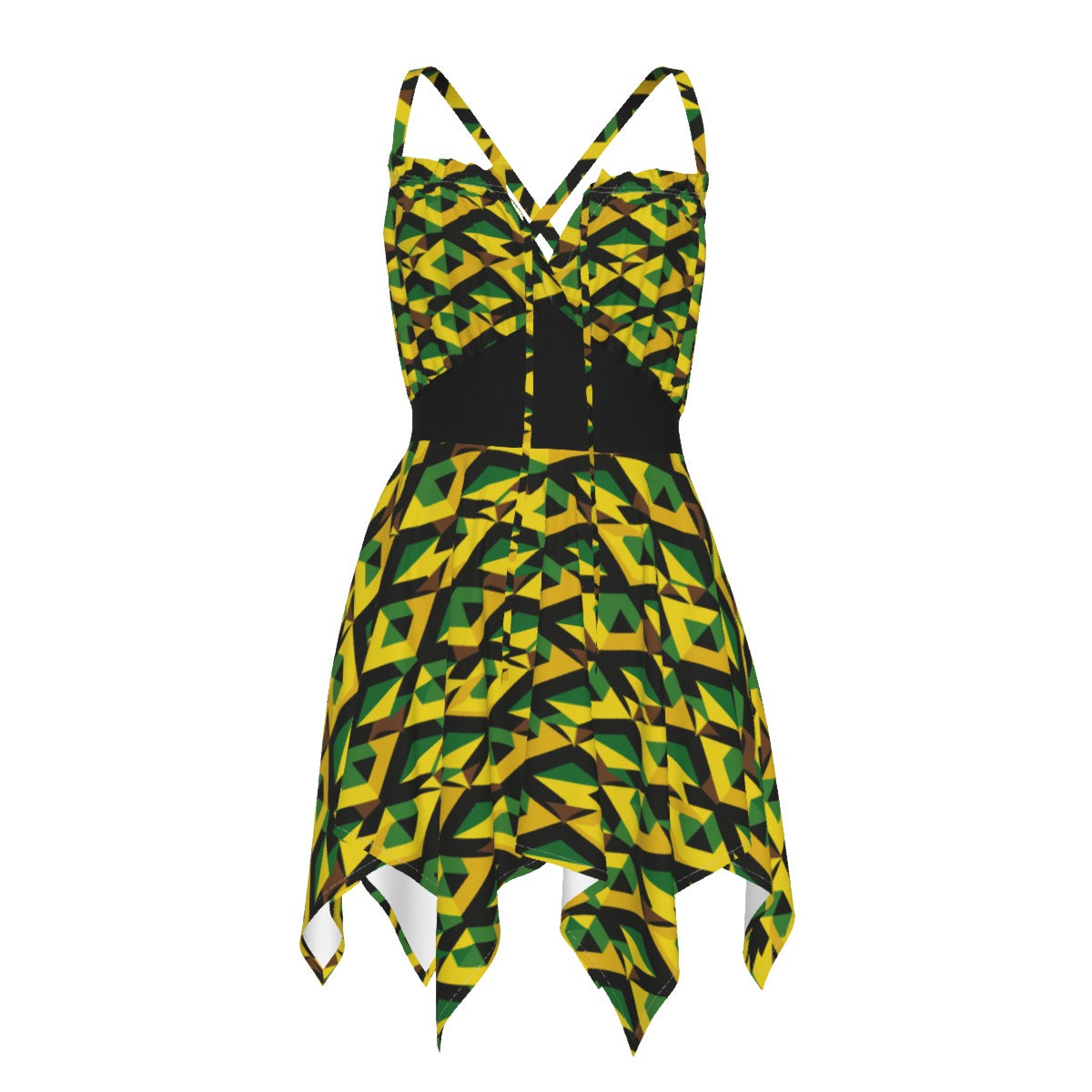 Jamaican Flag Slip Dress, Plus Size Tropical Slip Dress, Sleeveless Jamaican Flag Inspired Print Dress, Caribbean Sun Dress