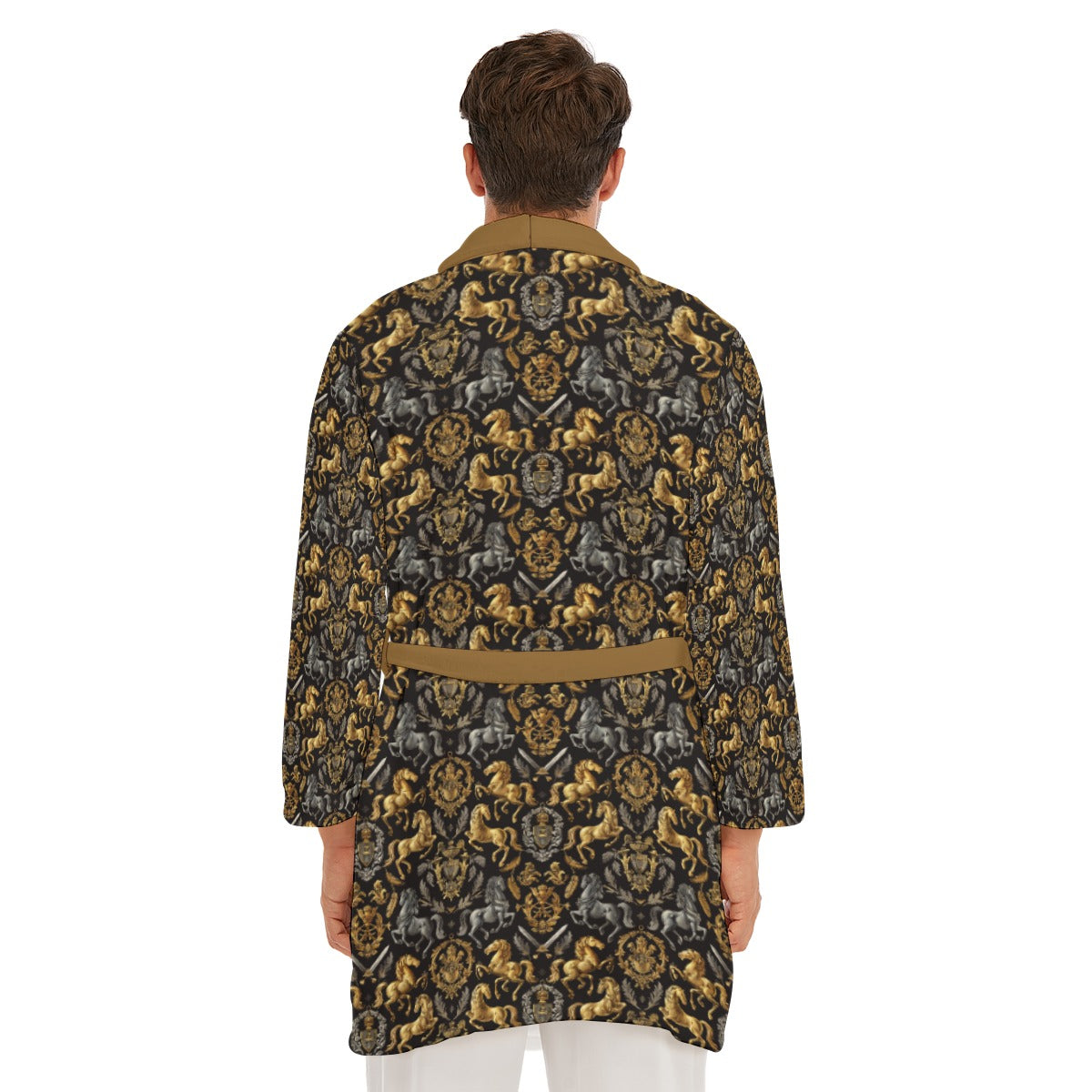 Medieval Themed Men's Bathrobe, Fleece Heraldic Loungewear