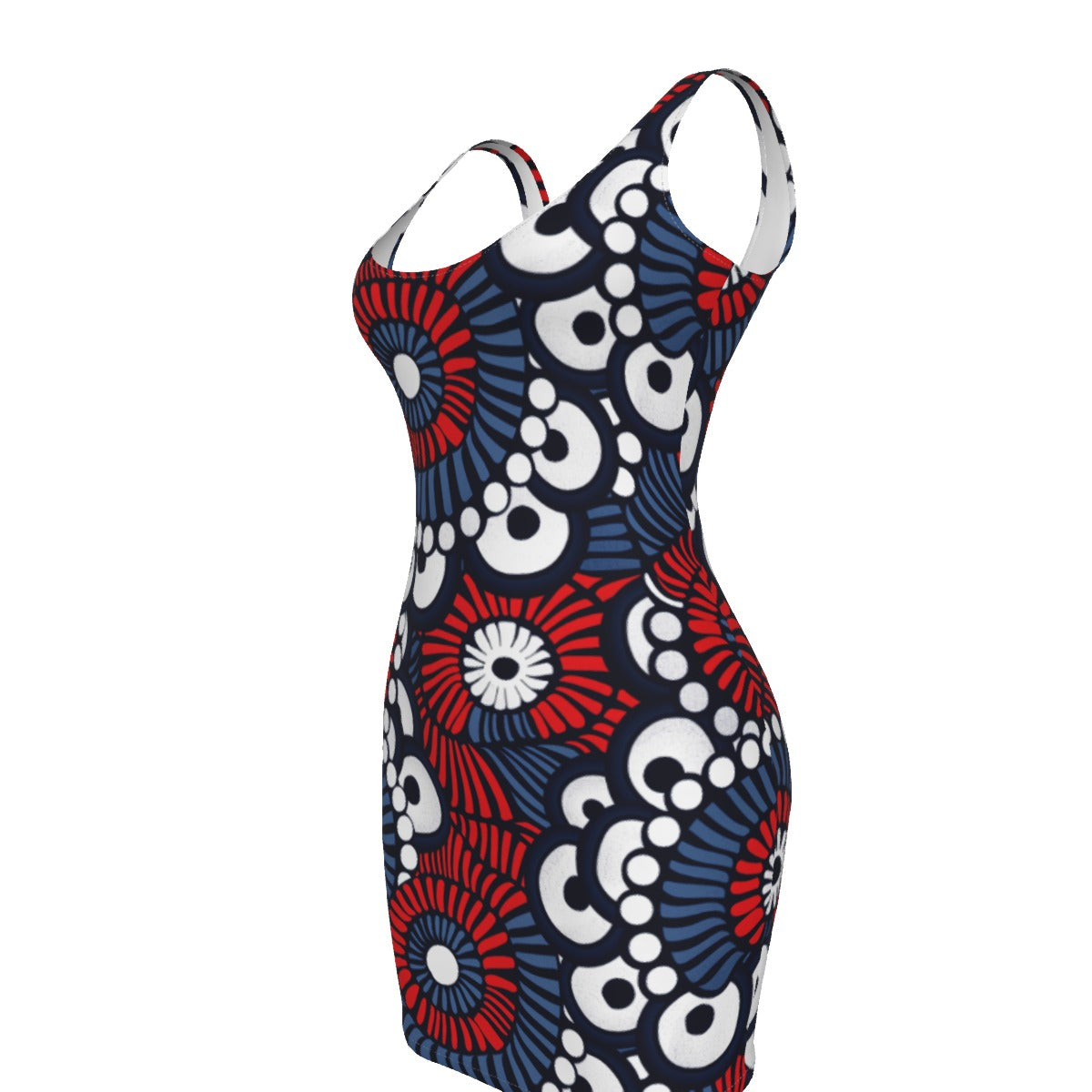 Red, White, and Blue Patrotic Bodycon Women's Dress, USA Themed Bodycon Dress, Stars and Stripes Themed Dress