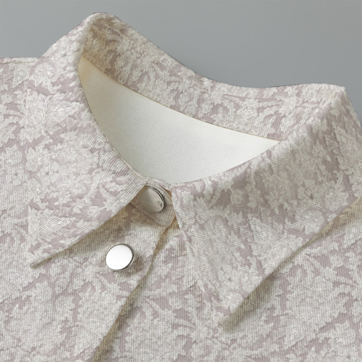 Lace Illusion Cropped Cotton Jacket, Elegant Mid-Sleeve Design