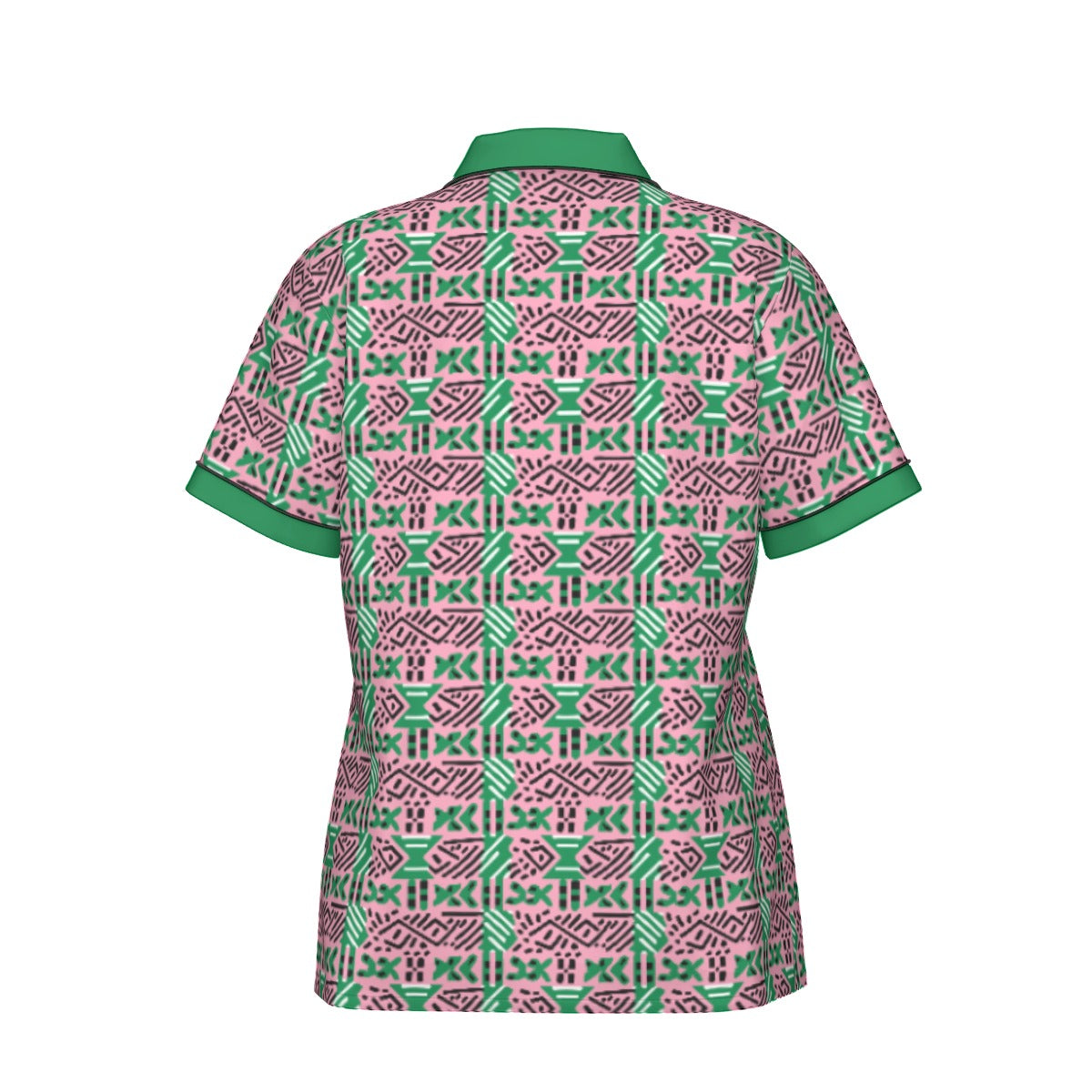 AKA Sorority-Inspired Silk Pajama Set - African Mud Cloth Print with Green Accents