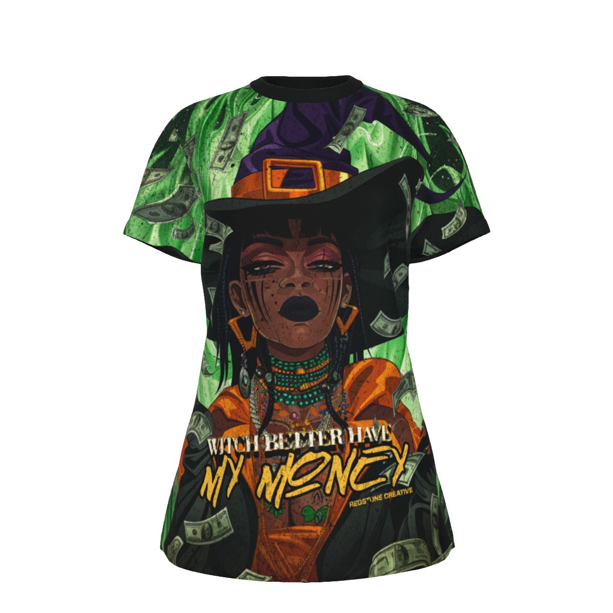 Afrocentric Witch "Better Have My Money" T-Shirt - Women's Halloween Graphic Tee