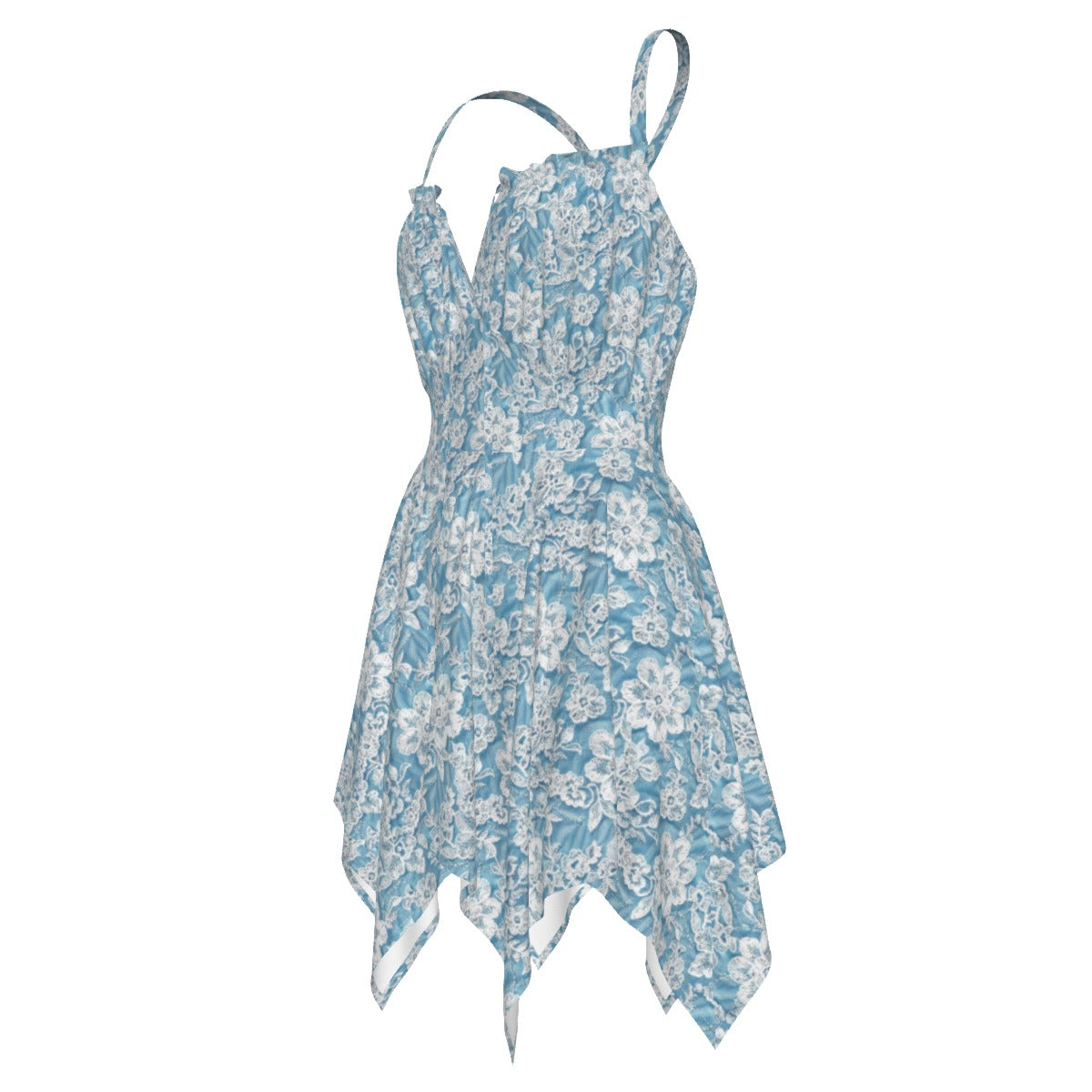 Blue Floral Breeze Women's Slip Dress, All-Over Print, Sleeveless Beach Dress