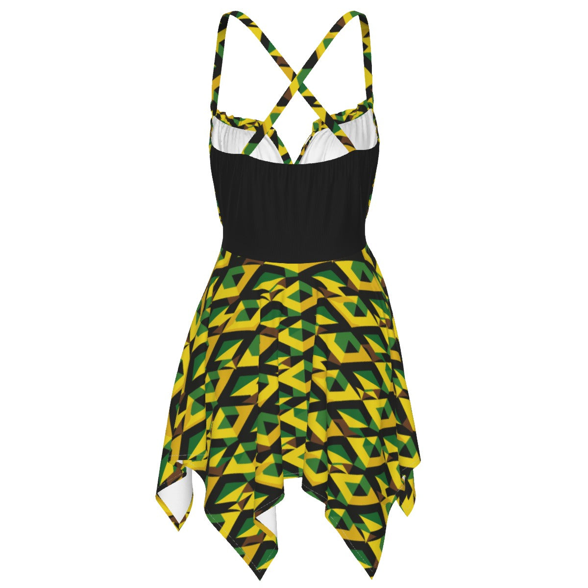 Jamaican Flag Slip Dress, Plus Size Tropical Slip Dress, Sleeveless Jamaican Flag Inspired Print Dress, Caribbean Sun Dress