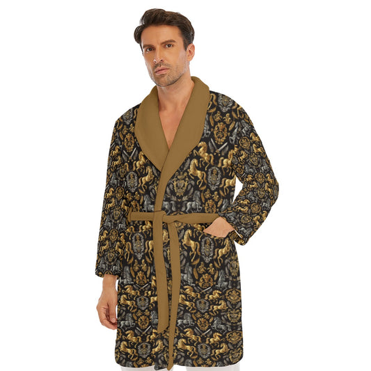 Medieval Themed Men's Bathrobe, Fleece Heraldic Loungewear