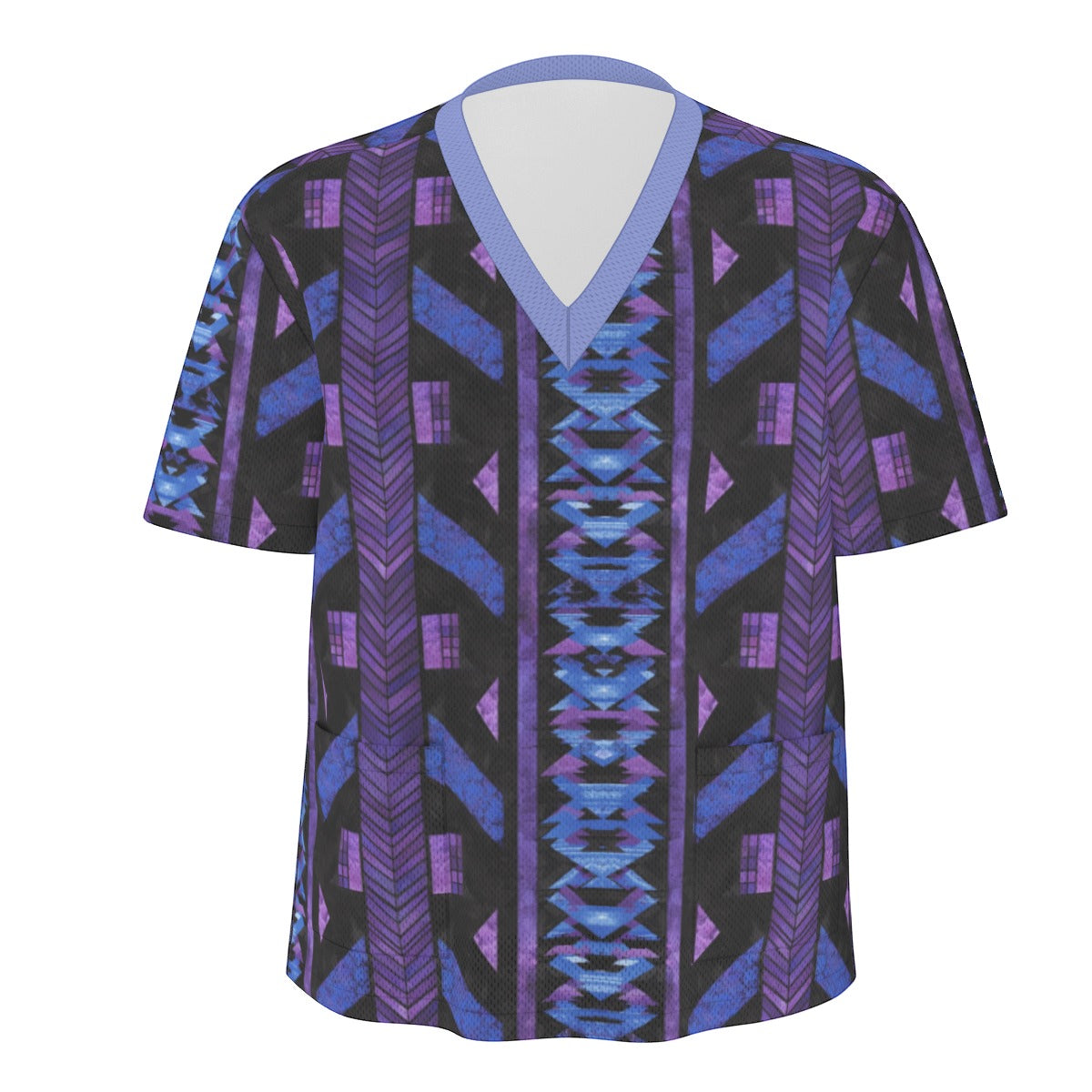 Purple & Blue African Print Unisex Scrub Set, Abstract Tribal Print Medical Uniform