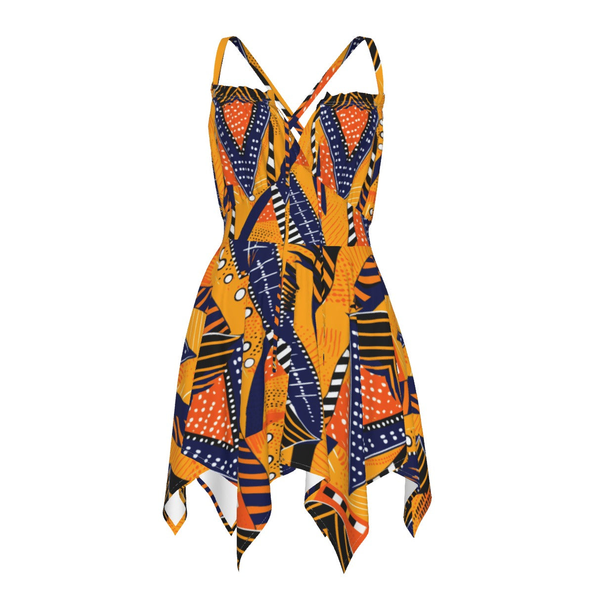 Vibrant Kente Cloth Cascade Slip Dress - Plus Size African Heritage Women's Casual Dress