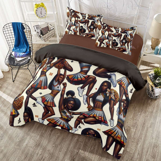 Afrocentric Cheerleader 4-Piece Duvet Cover Set, Cultural-inspired Bedroom Decor