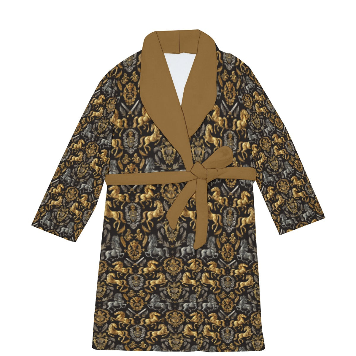 Medieval Themed Men's Bathrobe, Fleece Heraldic Loungewear