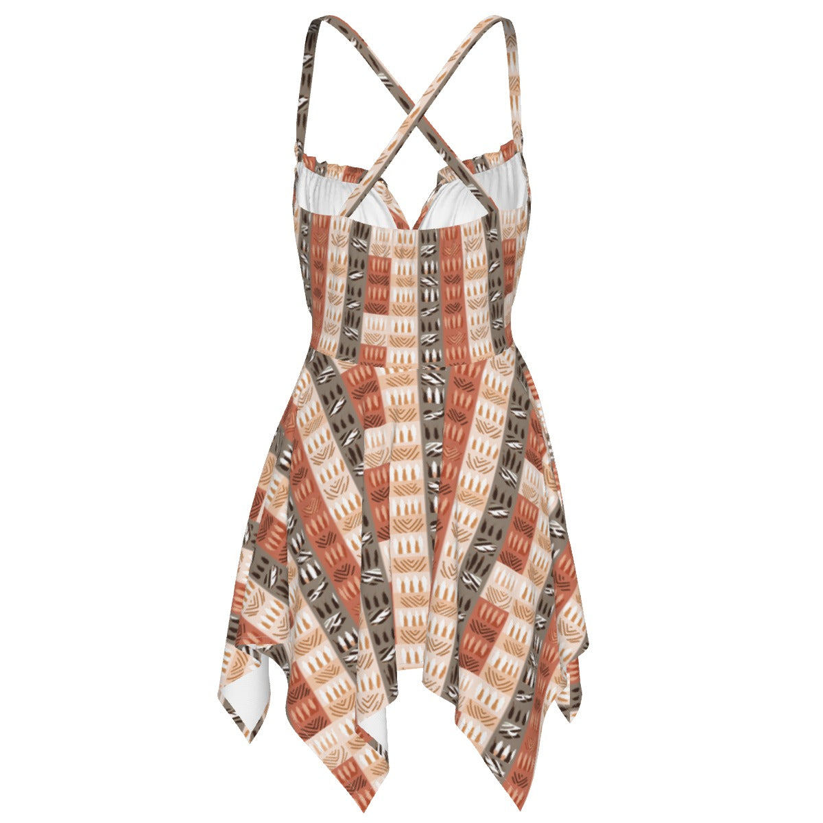 Earthy Elegance African Mud Cloth Women's Beach Dress - Boho Plus Size African Print Slip Dress