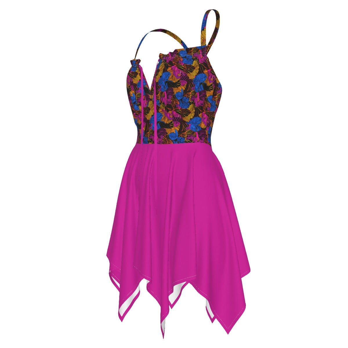 African Wax Print Neon Burst Summer Dress, Chic & Vibrant Sleeveless Slip Dress