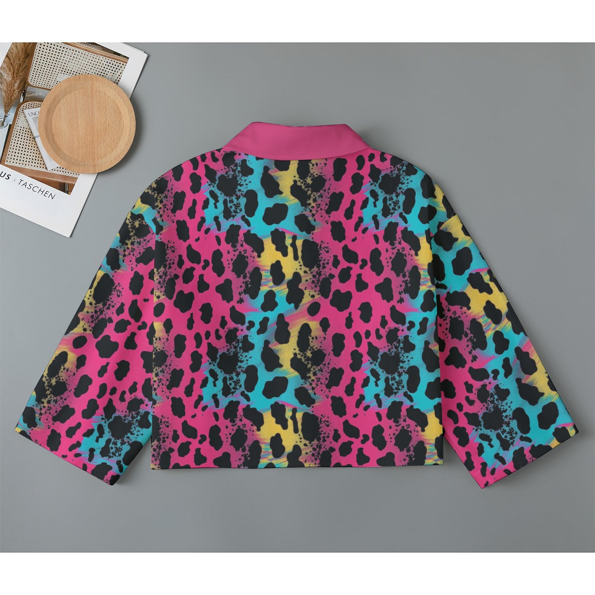 Multi-Colored Leopard Print Women's Cropped Cotton Jacket