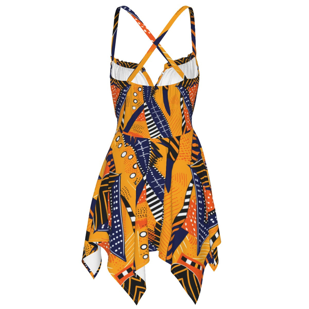 Vibrant Kente Cloth Cascade Slip Dress - Plus Size African Heritage Women's Casual Dress