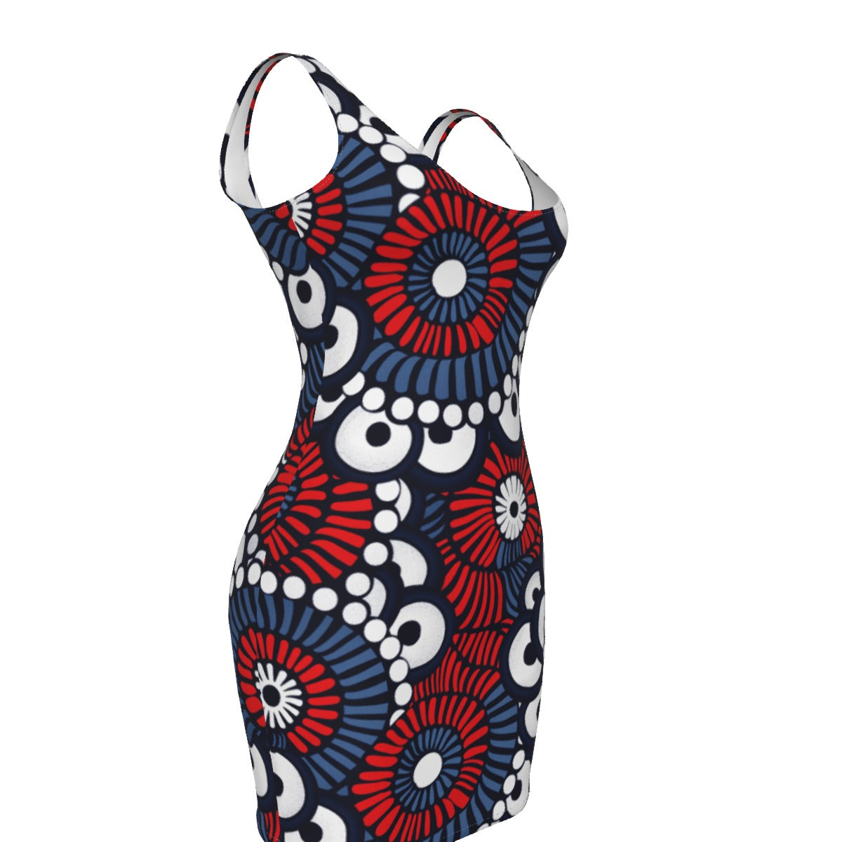 Red, White, and Blue Patrotic Bodycon Women's Dress, USA Themed Bodycon Dress, Stars and Stripes Themed Dress