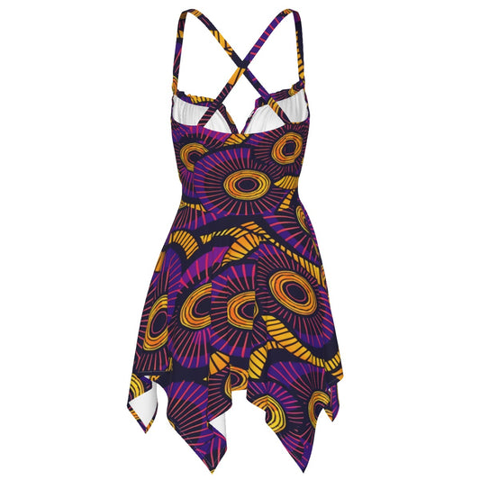 Purple and Orange Ankara Bodycon Dress, Plus Size African Print Dress