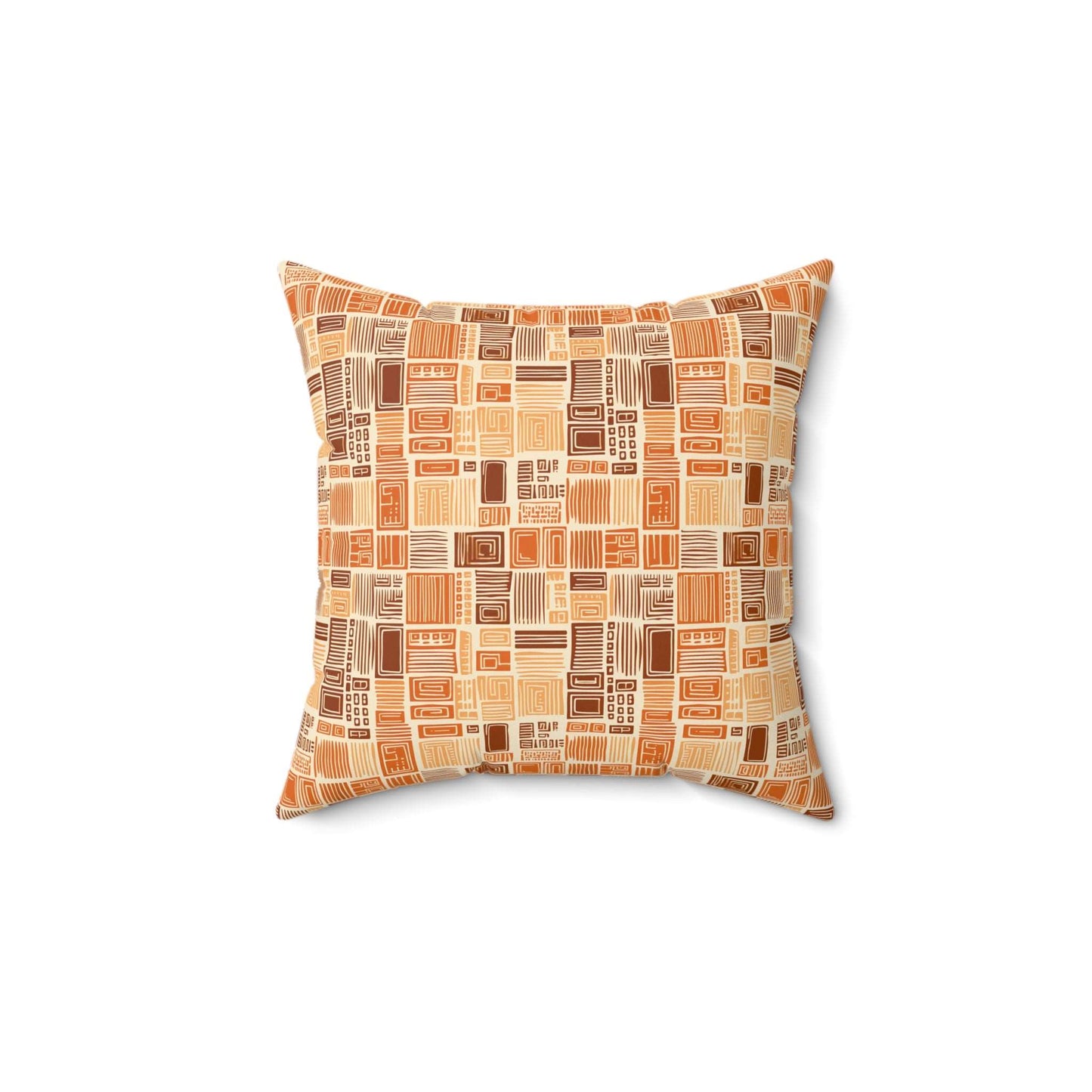 African Print MudCloth Earth Tone Inspired Polyester Square Pillow