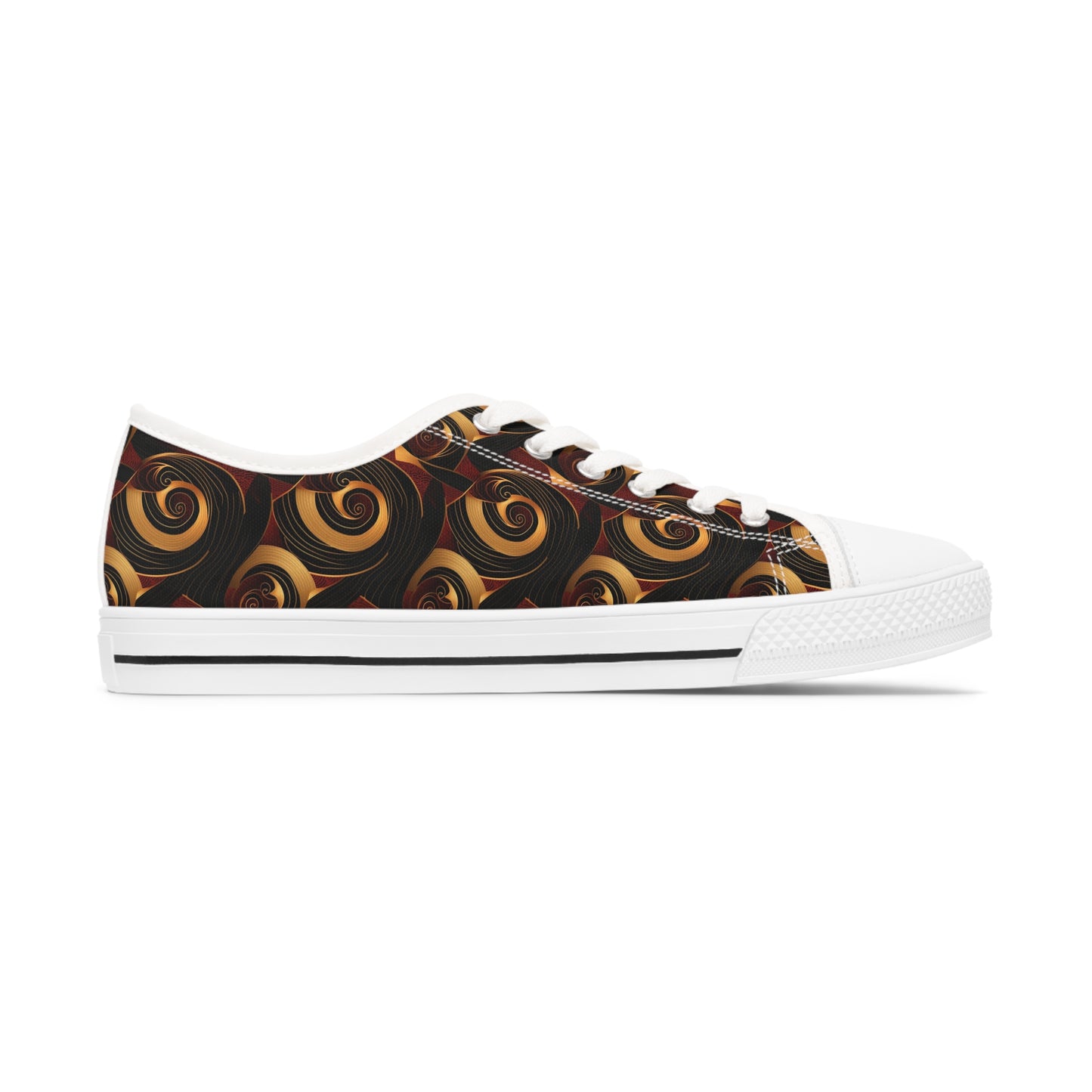 Crimson, Gold and Black Women's African Ankara Print Low Top Shoes