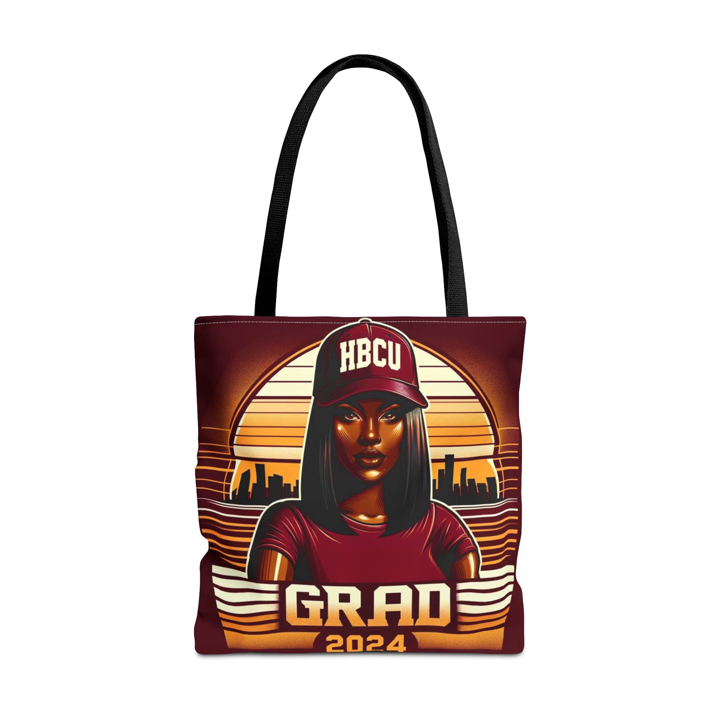 HBCU Grad Pride 2024 Grad Theme Polyester Tote Bag, Class of 2024 Afrocentric Carryall Bag