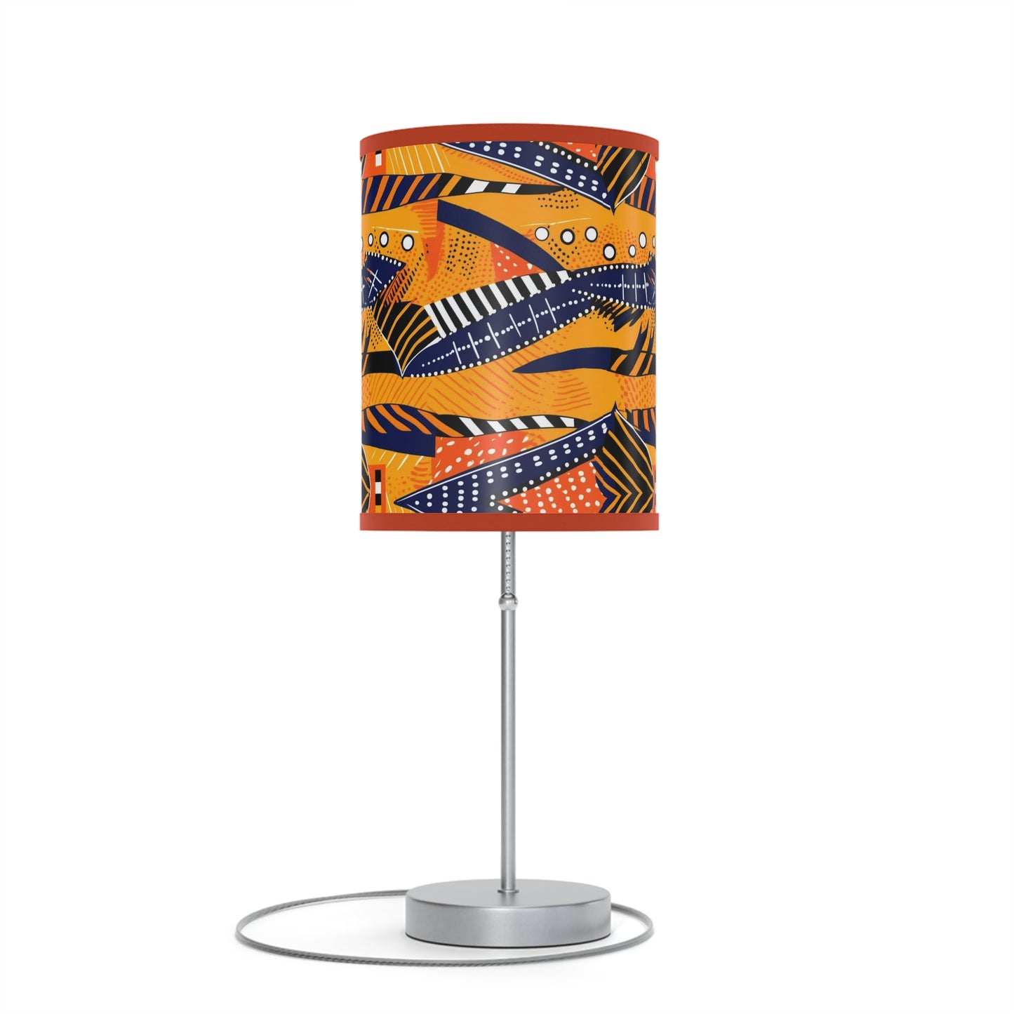 African Kente Print Table Lamp, Multicolor Mudcloth Design Lighting