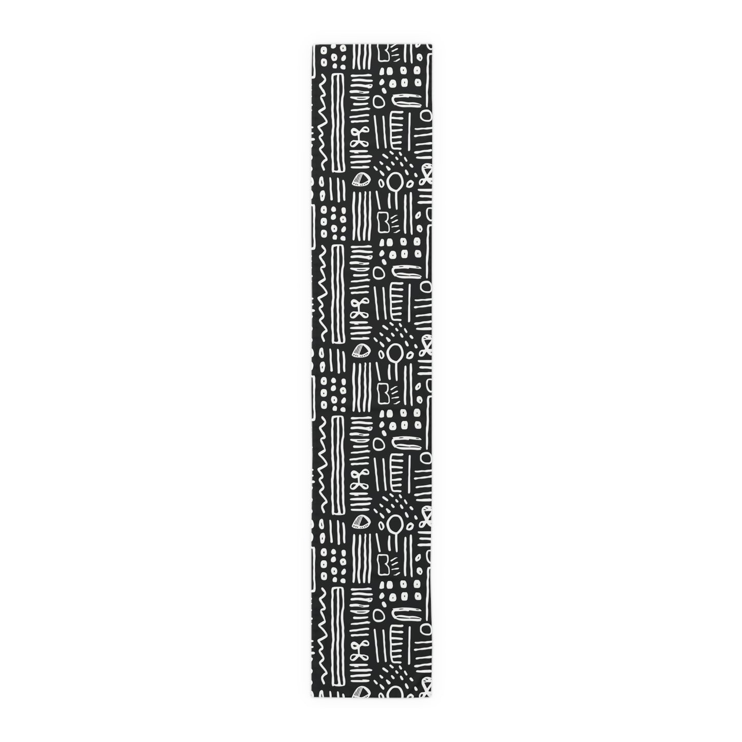 Black White African Mud Cloth Table Runner, African Print Table Decor