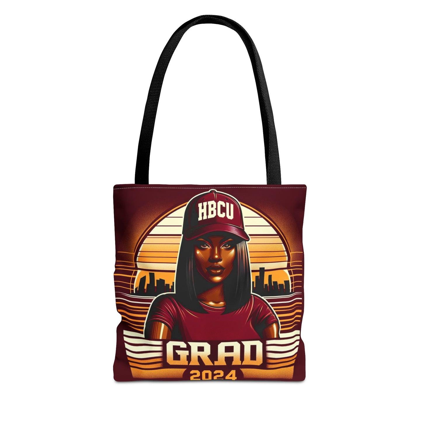 HBCU Grad Pride 2024 Grad Theme Polyester Tote Bag, Class of 2024 Afrocentric Carryall Bag